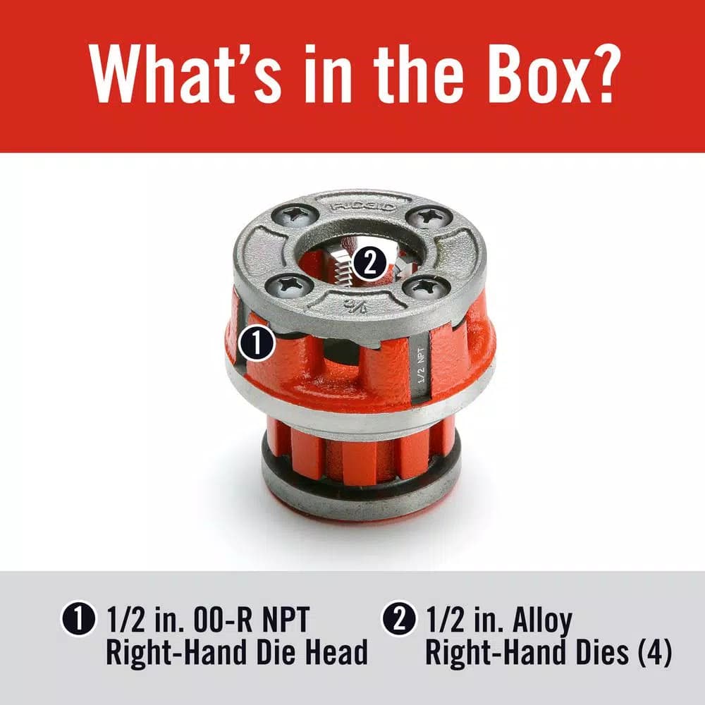 RIDGID OO-R 1/2 in. NPT Right-Hand 14 TPI Alloy Die Head