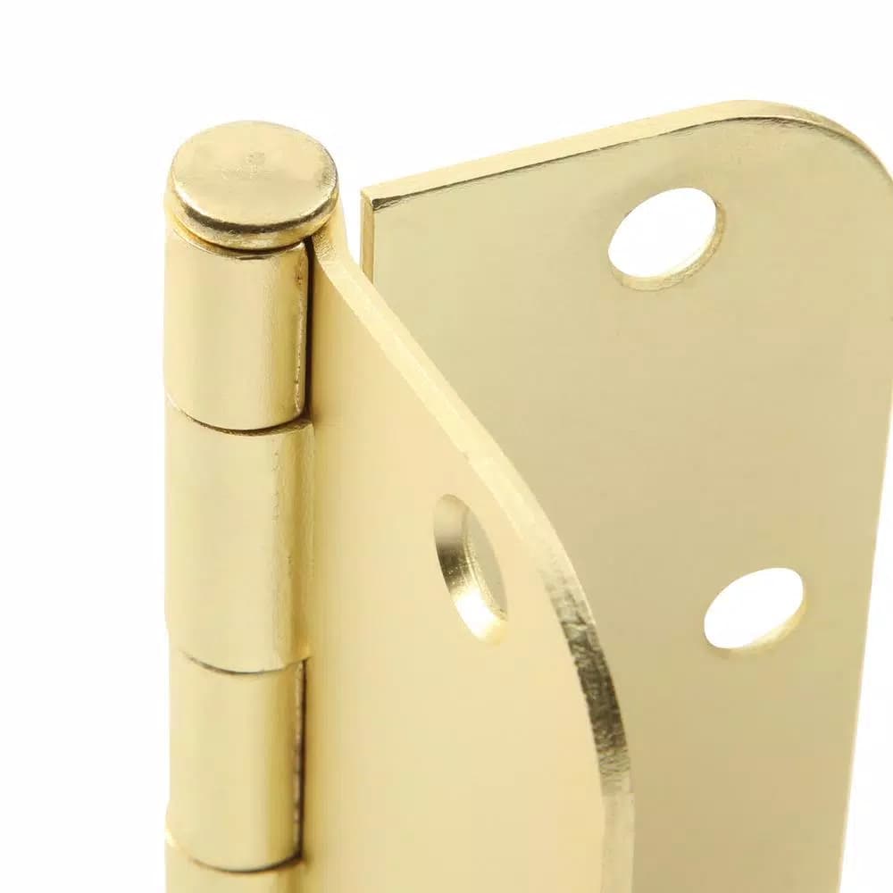 Hardware Essentials 3-1/2 in. Satin Brass Residential Door Hinge, 5/8 in. Round Corner, Full Mortise (9-Pack)