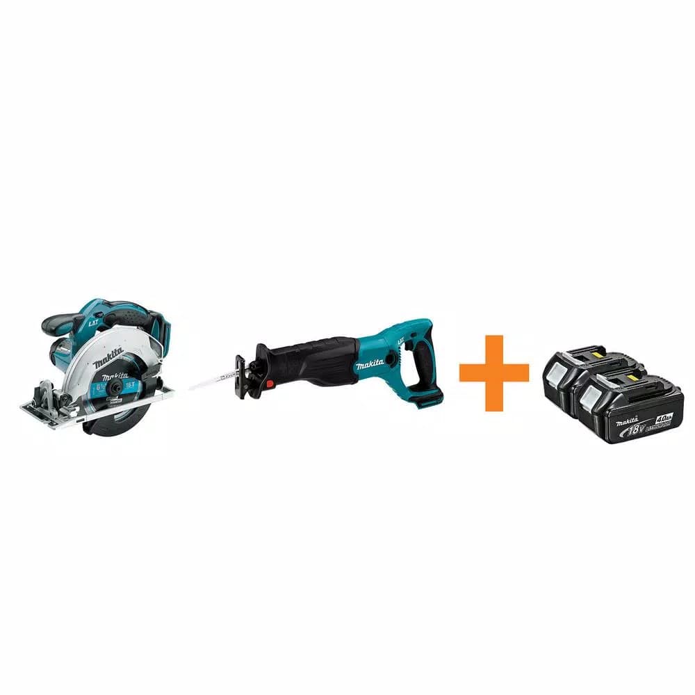 Makita 18V LXT Lithium-Ion 6-1/2 in. Cordless Circular Saw and Reciprocating Saw Combo Kit with (2) 4.0Ah Batteries