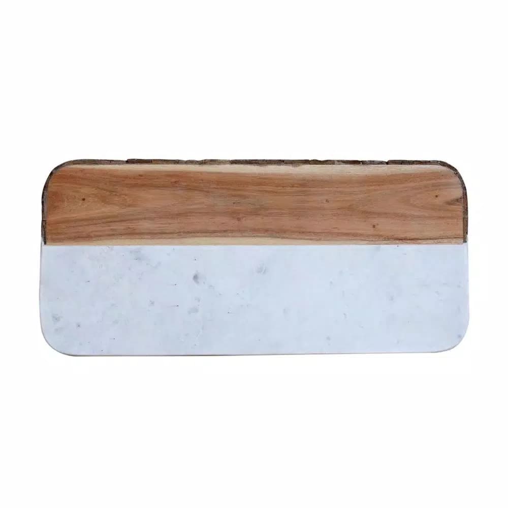 3R Studios Oval Mango Wood and Marble Cheese Board, 15.5 in. Serving Tray