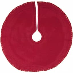 VHC Brands Claren 21 in. Cotton Cherry Red Plaid Christmas Tree Skirt with Gold Metallic Thread thumbnail 2