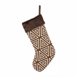 Glitzhome 20 in. Christmas Stocking with Faux Fur Cuff in Natural Brown and White thumbnail 5