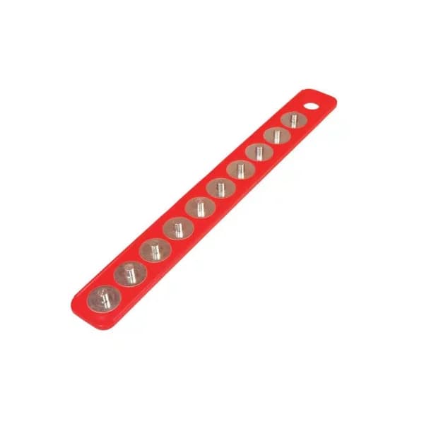 Triton Products MagClip 3/8 in. Drive Magnetic Socket Holder Strip, 2 in. x 15-5/8 in., Red