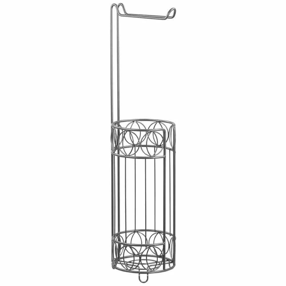 Home Basics Seville Freestanding Toilet Paper Holder with Storage Base in Satin Nickel