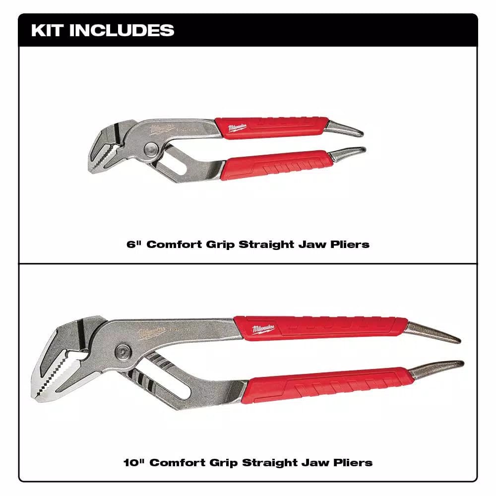 Milwaukee 2-Piece Ream and Punch Straight-Jaw Pliers Set, 6 in. and 10 in.