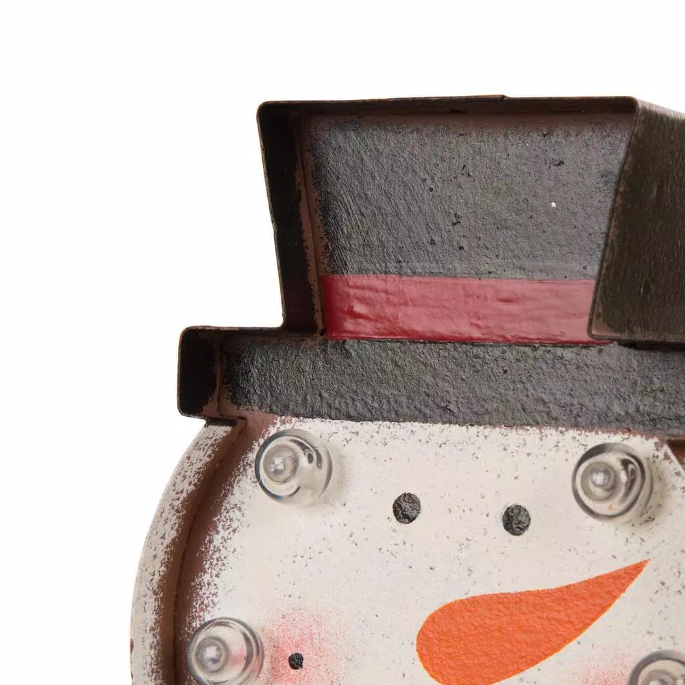 Glitzhome Marquee LED Snowman Head Stocking Holder - Festive Holiday Mantel Decor