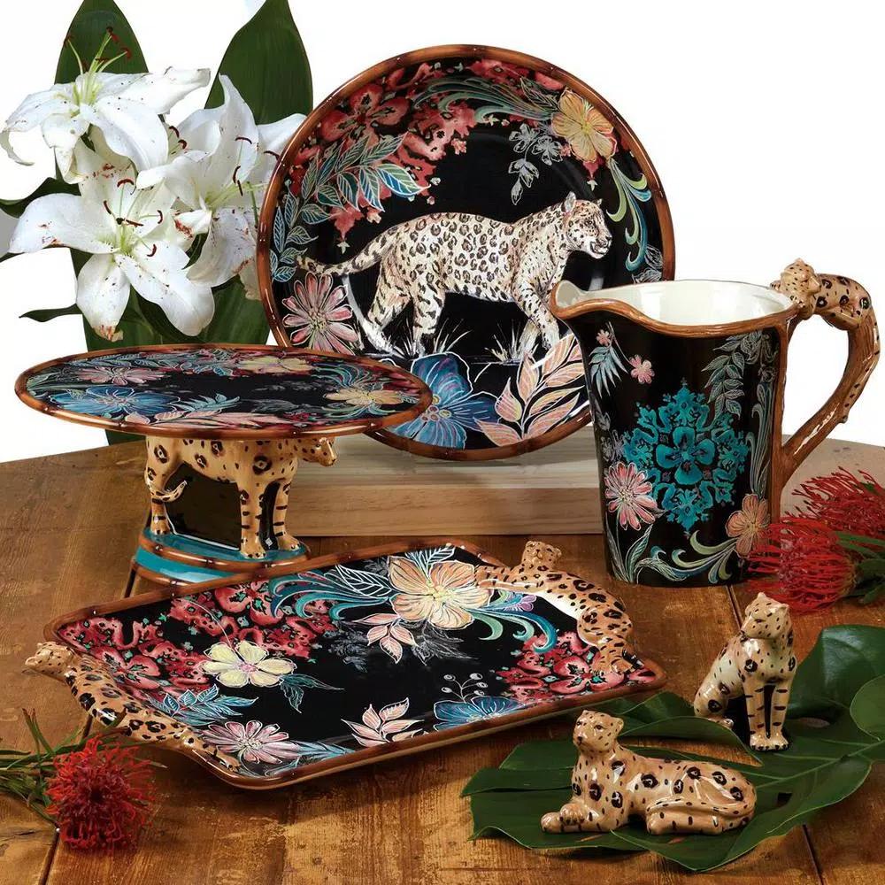 Certified International Exotic Jungle 3-D Ceramic Cake Stand, 12.25 in.