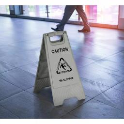Alpine Industries 24 in. Gray Bilingual Wet Floor Sign, Two-Sided A-Frame Safety Sign thumbnail 3
