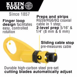 Klein Tools Coaxial Cable Installation Kit with Compression Crimper, Stripper, and Multi-Cable Cutter thumbnail 4