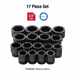 SUNEX TOOLS Sunex 4684 3/4 in. Drive Metric Heavy Duty Impact Socket Set, 17-Piece thumbnail 2