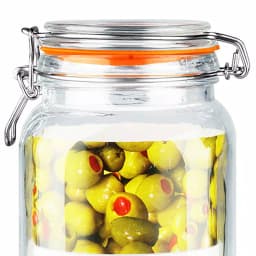 Unbranded X-Large 47 oz. Glass Pickling Jar with Steel Bail Lid and Orange Rubber Gasket thumbnail 3