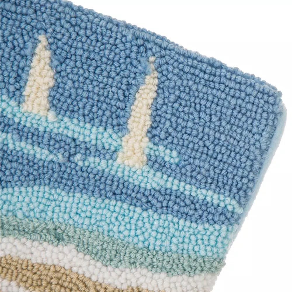 Glitzhome 19 in. Hooked Starfish Christmas Stocking, Nautical Blue Ocean Theme
