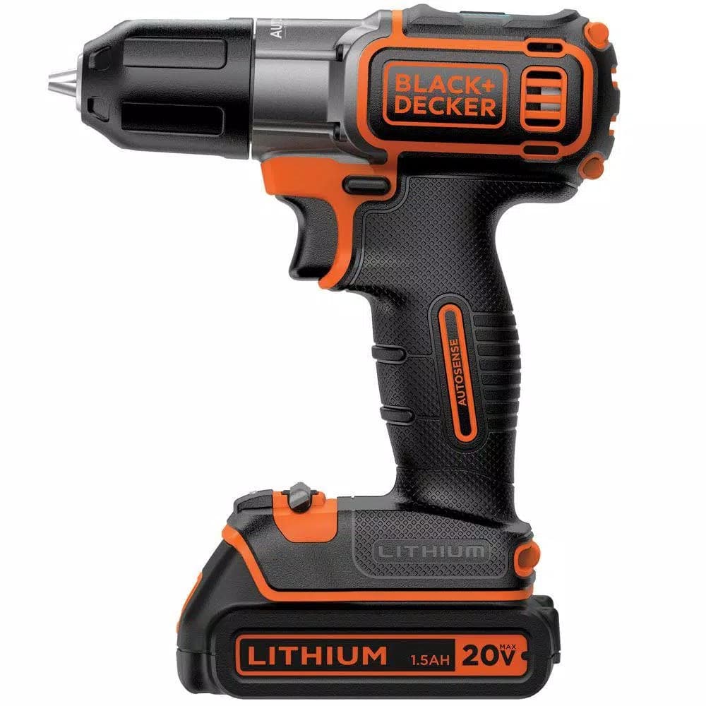 BLACK+DECKER 20V MAX Cordless Drill/Driver with Autosense Technology, 1.5 Ah Battery and Charger