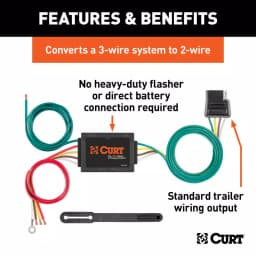 CURT 3-to-2-Wire Taillight Converter with 4-Way Flat Connector thumbnail 5