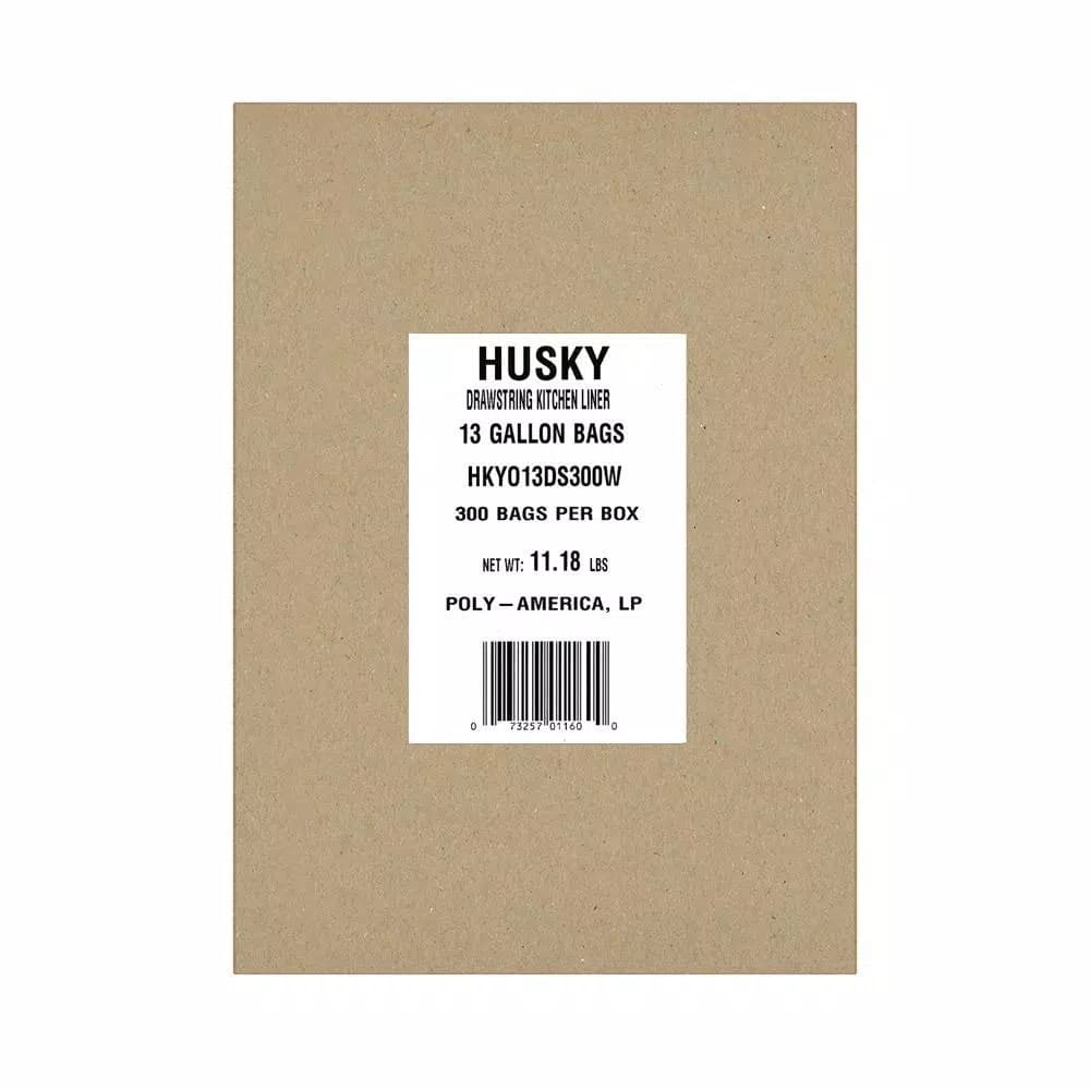 HUSKY 13 Gallon Drawstring Kitchen Trash Bags, 300 Count