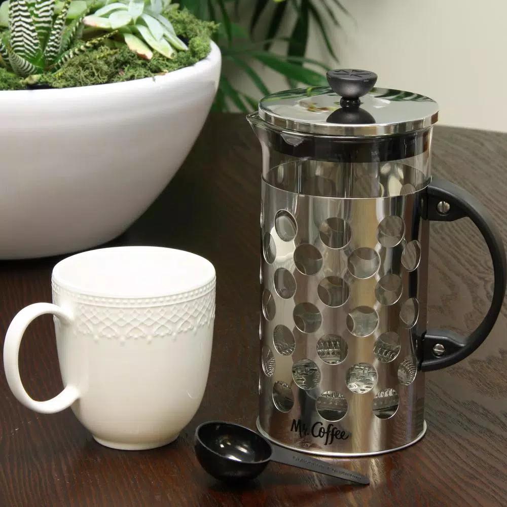 Mr. Coffee Polka Dot Brew 4-Cup Glass and Stainless Steel French Coffee Press, 32 oz.