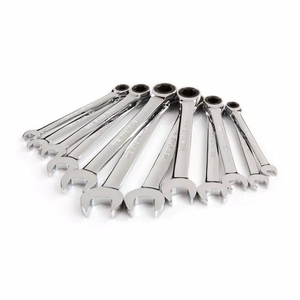 TEKTON 12-Piece Metric Ratcheting Combination Wrench Set, 8-19 mm with Storage Pouch