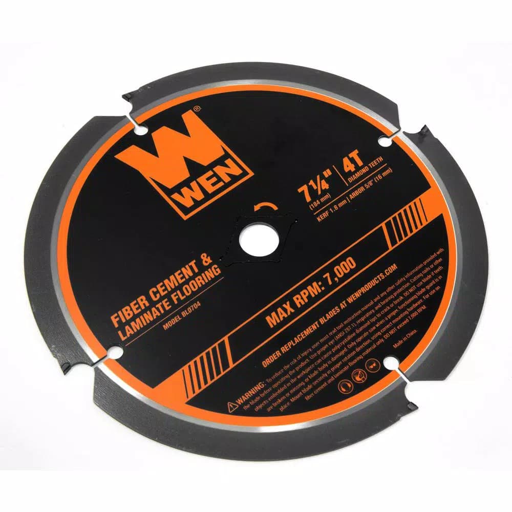 WEN 7-1/4 in. 4-Tooth PCD Diamond-Tipped Circular Saw Blade for Fiber Cement and Laminate Flooring