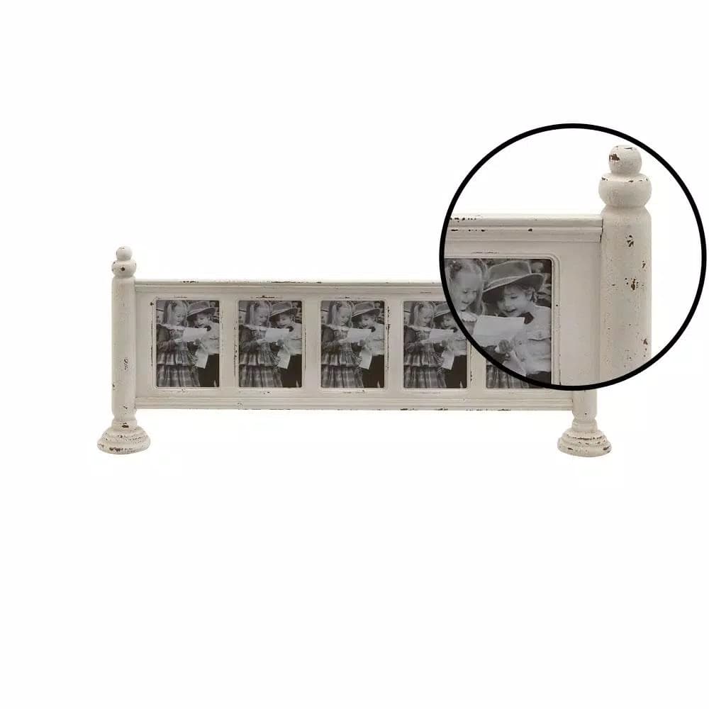 LITTON LANE 5-Opening Farmhouse Standing Picture Frame, Chipped White Wood Finish, 5 x 7 in.