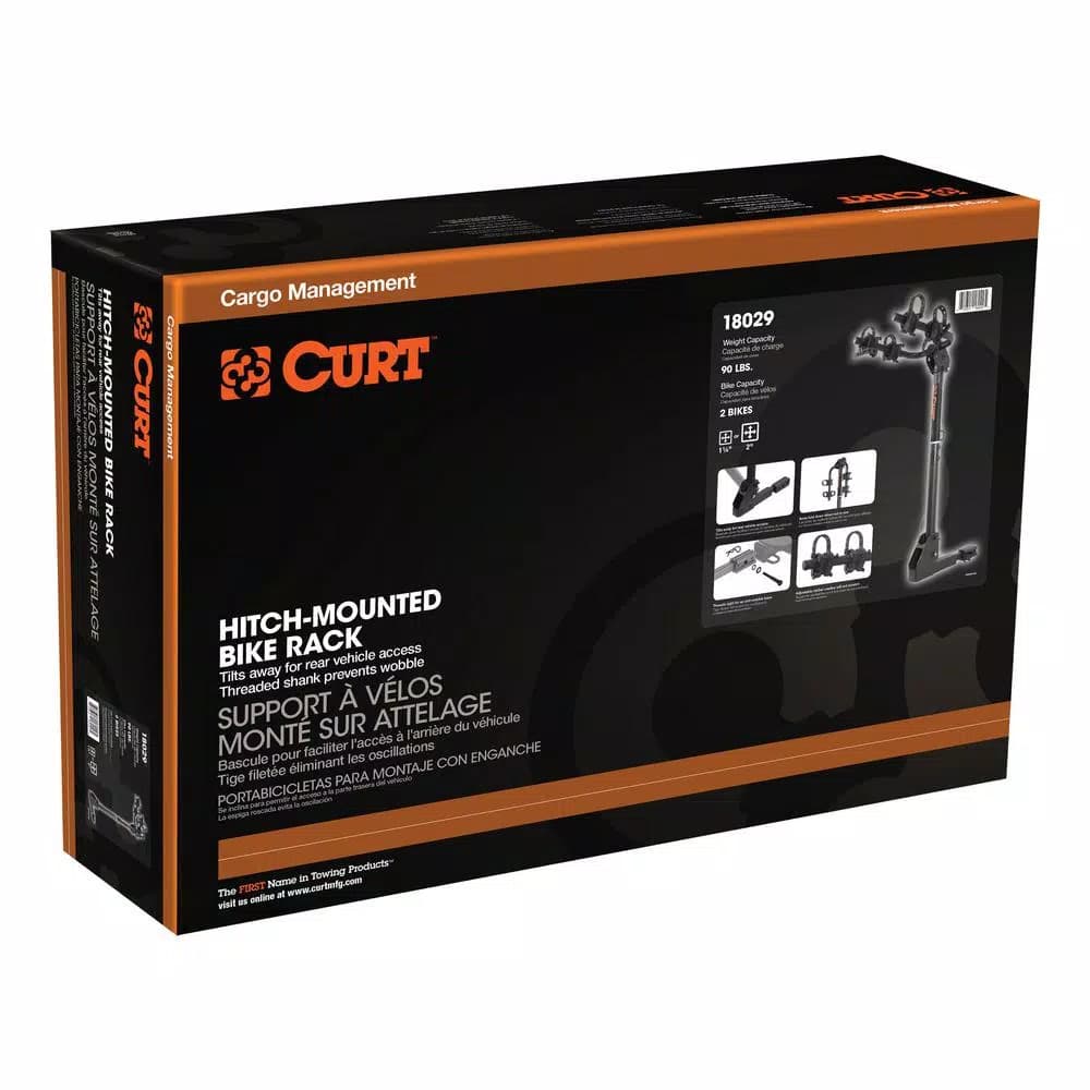 CURT 2-Bike Hitch Mounted Bike Rack with Adjustable Shank and Tilt-Down Design