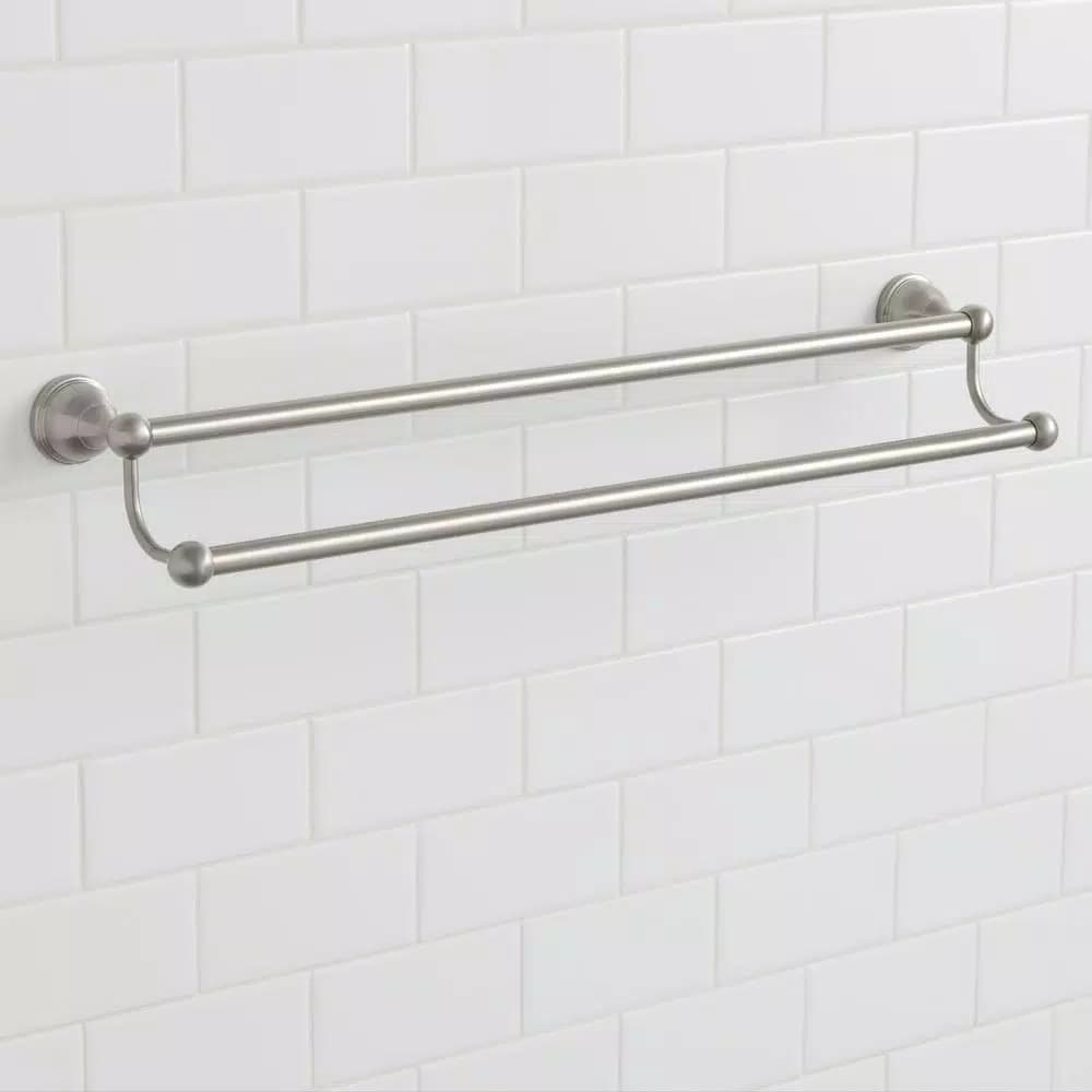 Glacier Bay Mandouri Series 24 in. Double Towel Bar, Brushed Nickel Aluminum