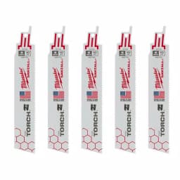 Milwaukee TORCH 6 in. 10 TPI Metal Cutting Reciprocating Saw Blades, Bi-Metal, 5-Pack thumbnail 1