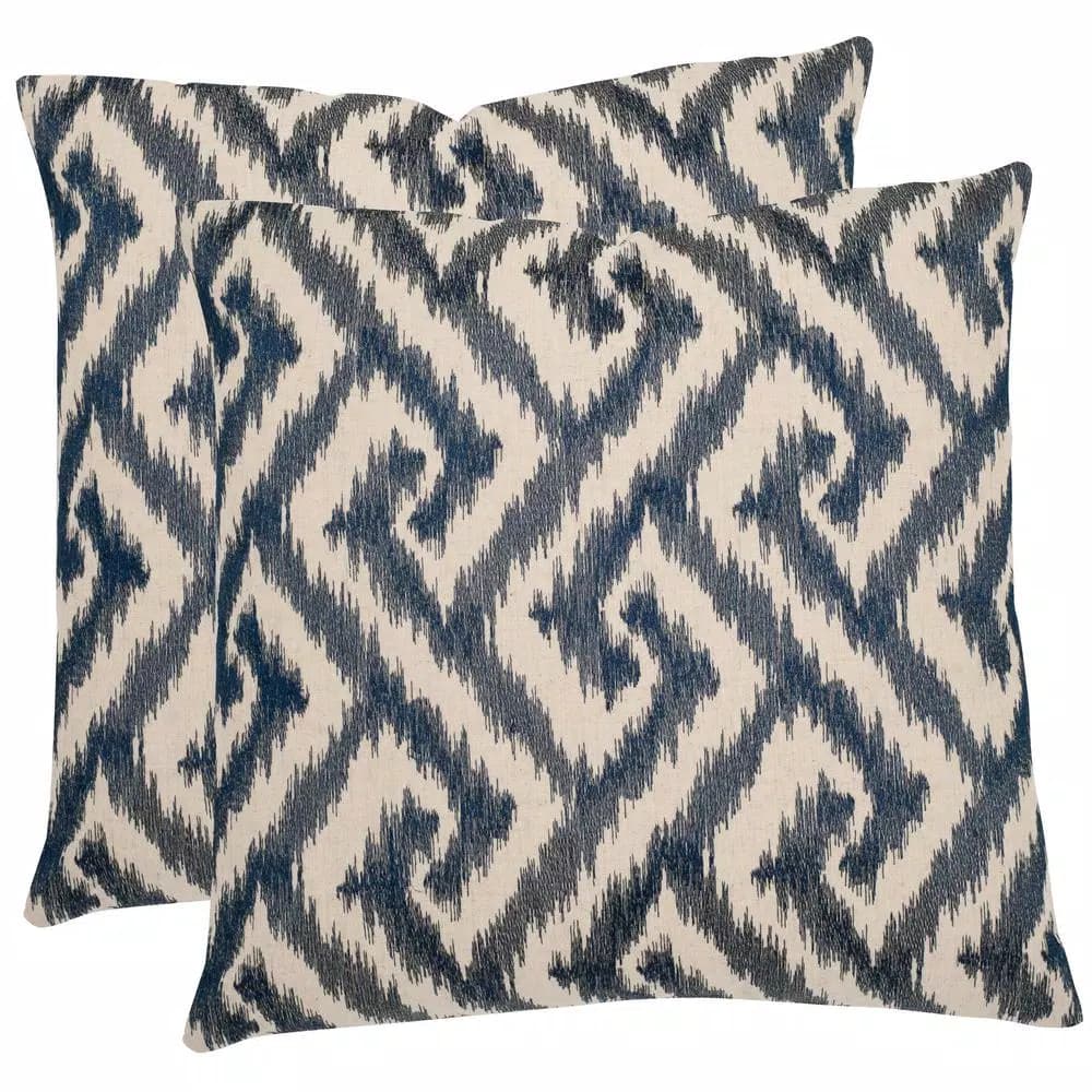 Safavieh Teddy Blue Geometric Embroidered Throw Pillows, 18 x 18 in. (Set of 2)