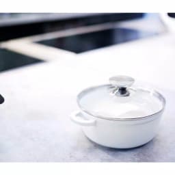Berndes Vario Click Pearl 1.25 Qt. Round Cast Aluminum Ceramic Nonstick Dutch Oven with Glass Lid, White thumbnail 3