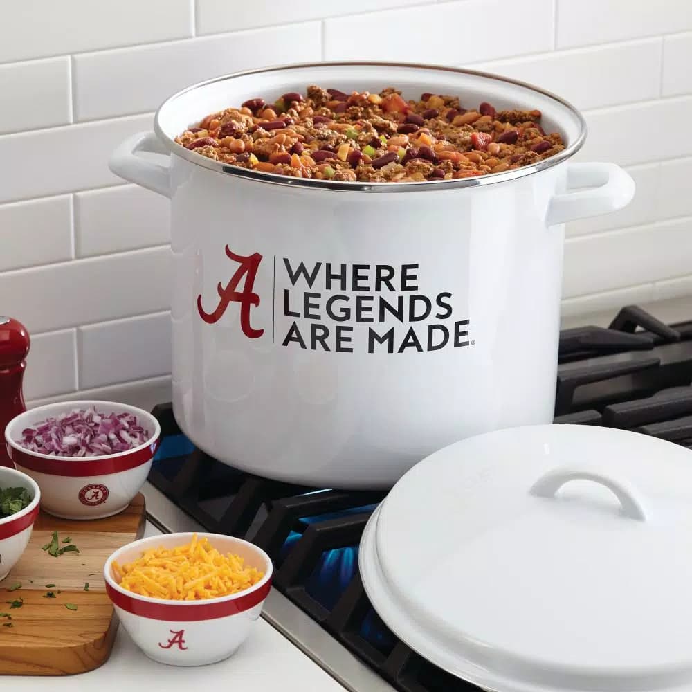 College Kitchen Collection University of Alabama Crimson Tide 12 Qt. Enamel-on-Steel Nonstick Stock Pot with Lid, Crimson