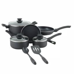 Oster Ashford 10-Piece Nonstick Aluminum Cookware Set, Black thumbnail 1