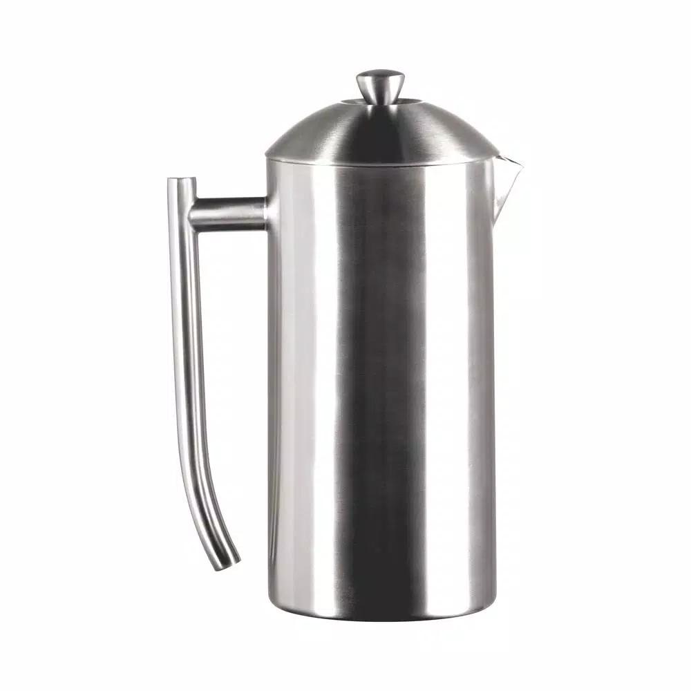 Frieling 8-Cup Brushed Stainless Steel French Press, Double-Walled Insulated Coffee Maker