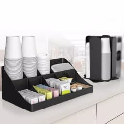 Mind Reader 15-Compartment Coffee Condiment & Cup and Lid Organizer Set, Black thumbnail 7