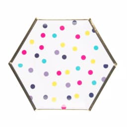 Sugar Plum Party SugarPlum Collection Confetti Hexagon Salad Plates, 16-Piece Multicolor Polka Dot with Gold Rim thumbnail 1
