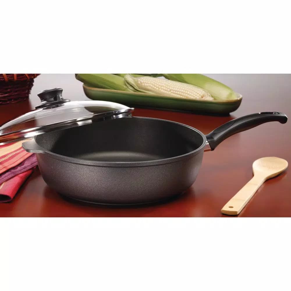 Swiss Diamond Swiss TITAN 11 in. Titanium Nonstick Saute Pan with Glass Lid, 4.3 Qt, Gray