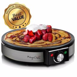 MegaChef Mega Chef 12-Inch Stainless Steel Electric Crepe and Pancake Maker Griddle, 1200W thumbnail 2