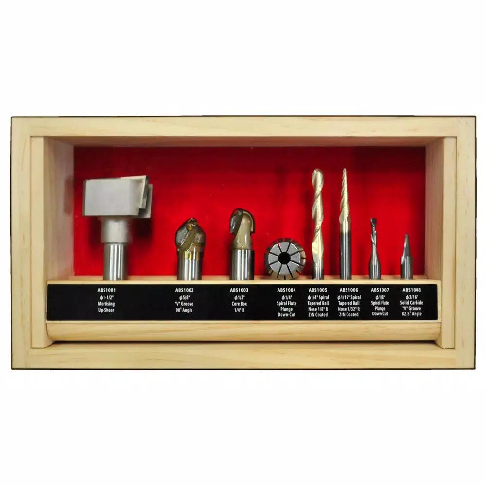 Powermatic PM-RBS 8-Piece CNC Carbide Router Bit Set for 2D and 3D Carving