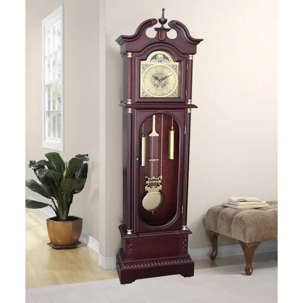 Unbranded 72 in. Traditional Cherry Wood Floor Standing Grandfather Clock with Westminster Chime