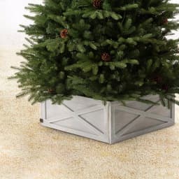 Unbranded 26 in. Washed White Wooden Tree Collar - Handcrafted Solid Wood Tree Box thumbnail 2