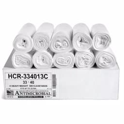Unbranded HCR 33 Gallon Clear High Density Trash Bags, 0.42 mil, 500 Count thumbnail 1