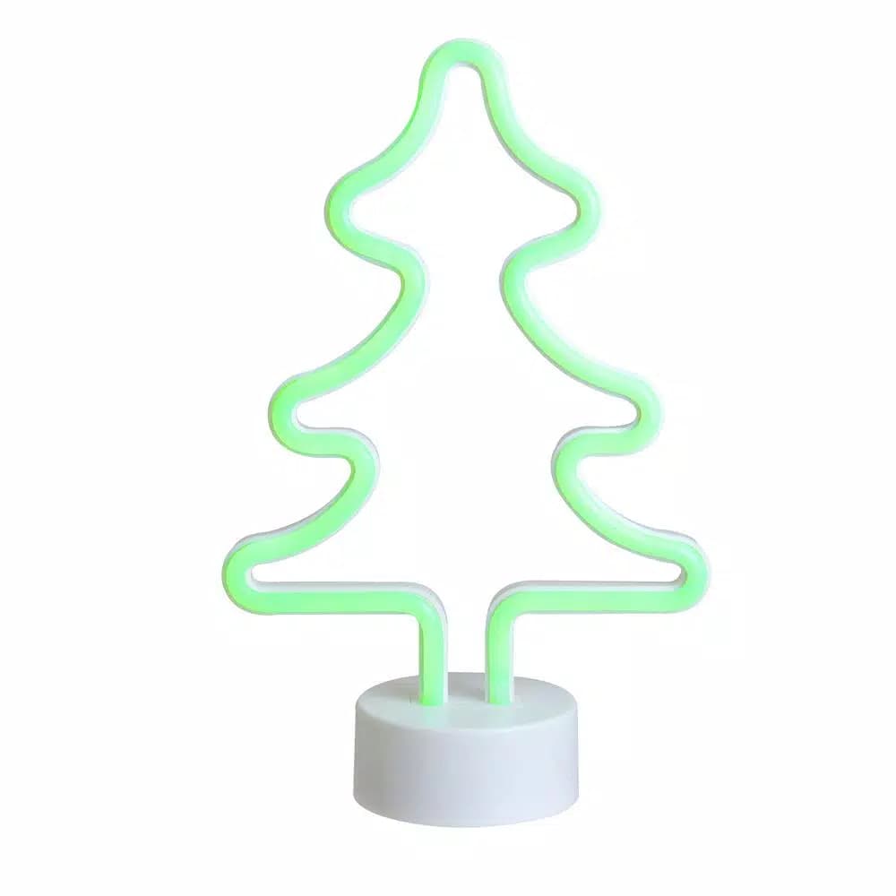 Northlight 11 in. Green Christmas Tree Neon Style LED Battery Operated Table Light