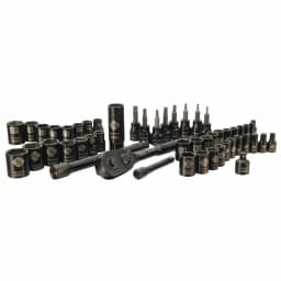 Stanley 50-Piece 3/8 in. Drive SAE and Metric Ratchet and Socket Set with Black Chrome Finish thumbnail 1