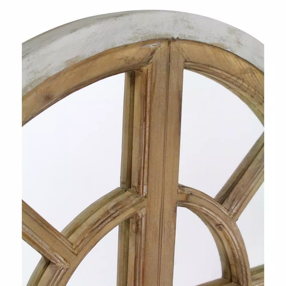 Aspire Home Accents Pueblo Large Arch Windowpane Accent Mirror with Hooks, Distressed Chestnut and Blue-Gray Wood Frame