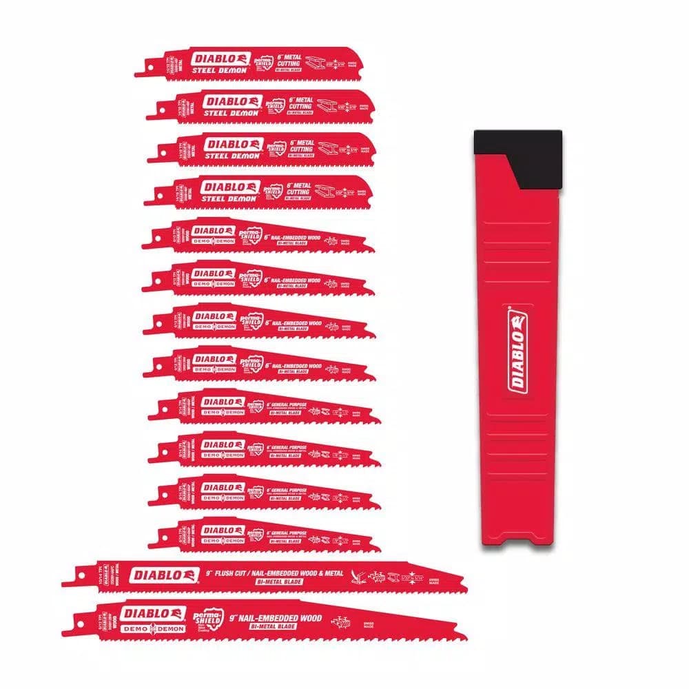 Diablo 14-Piece Bi-Metal Reciprocating Saw Blade Set with Carrying Case