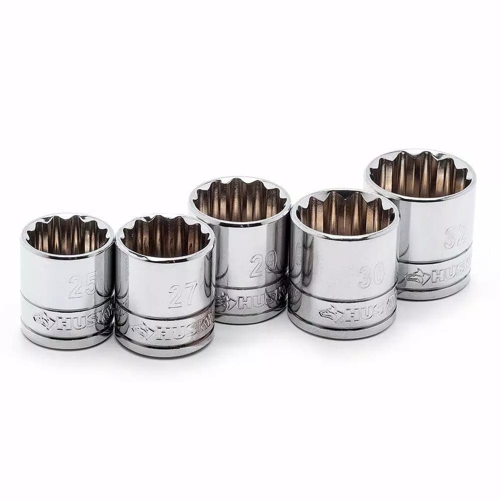 Husky 1/2 in. Drive Metric X-Large 12-Point Socket Set, 5-Piece