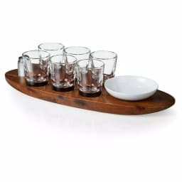Picnic Time Cantinero Acacia Wood Shot Glass Serving Tray Set - 9 Piece thumbnail 2