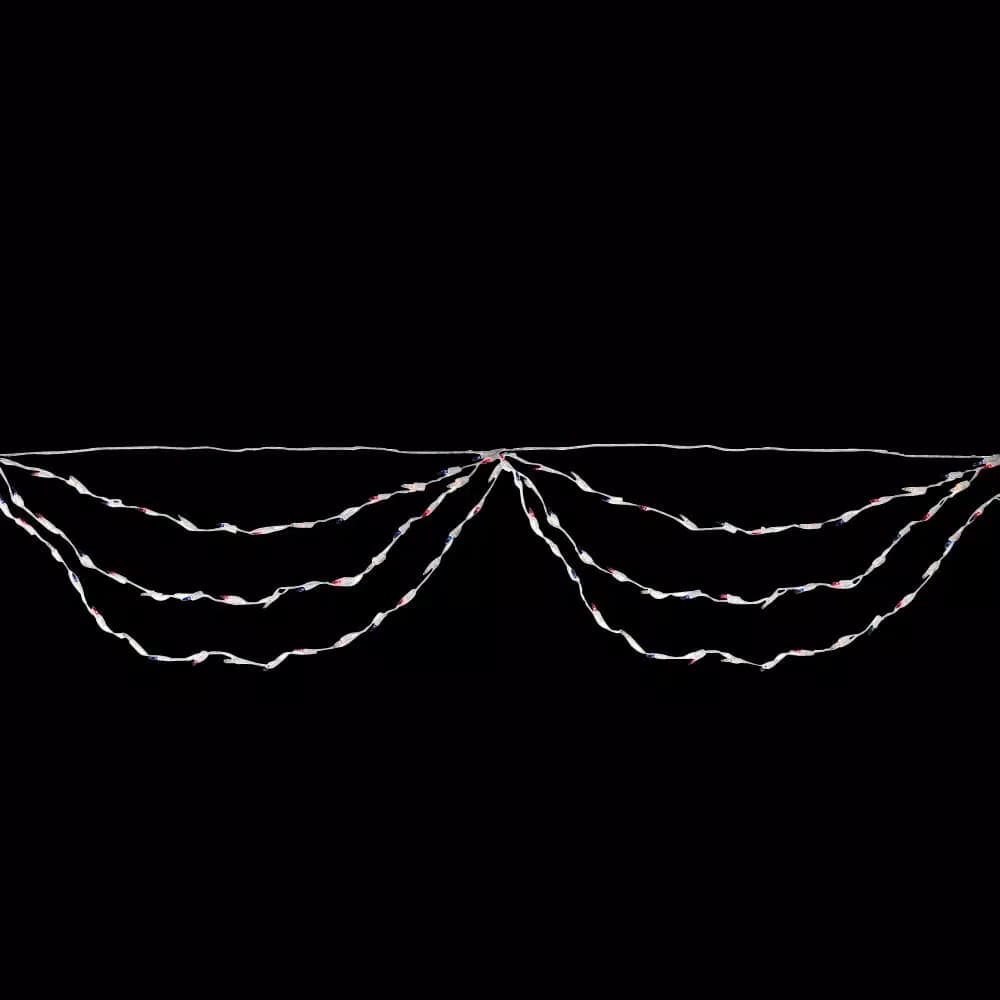 Northlight 6 ft. Patriotic Red, Blue, and Clear 100-Light Mini Swag Lights with White Wire