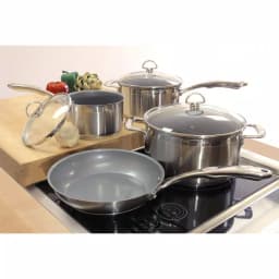 Chantal Induction 21 Steel 7-Piece Ceramic Nonstick Stainless Steel Cookware Set, Brushed Stainless Steel thumbnail 2