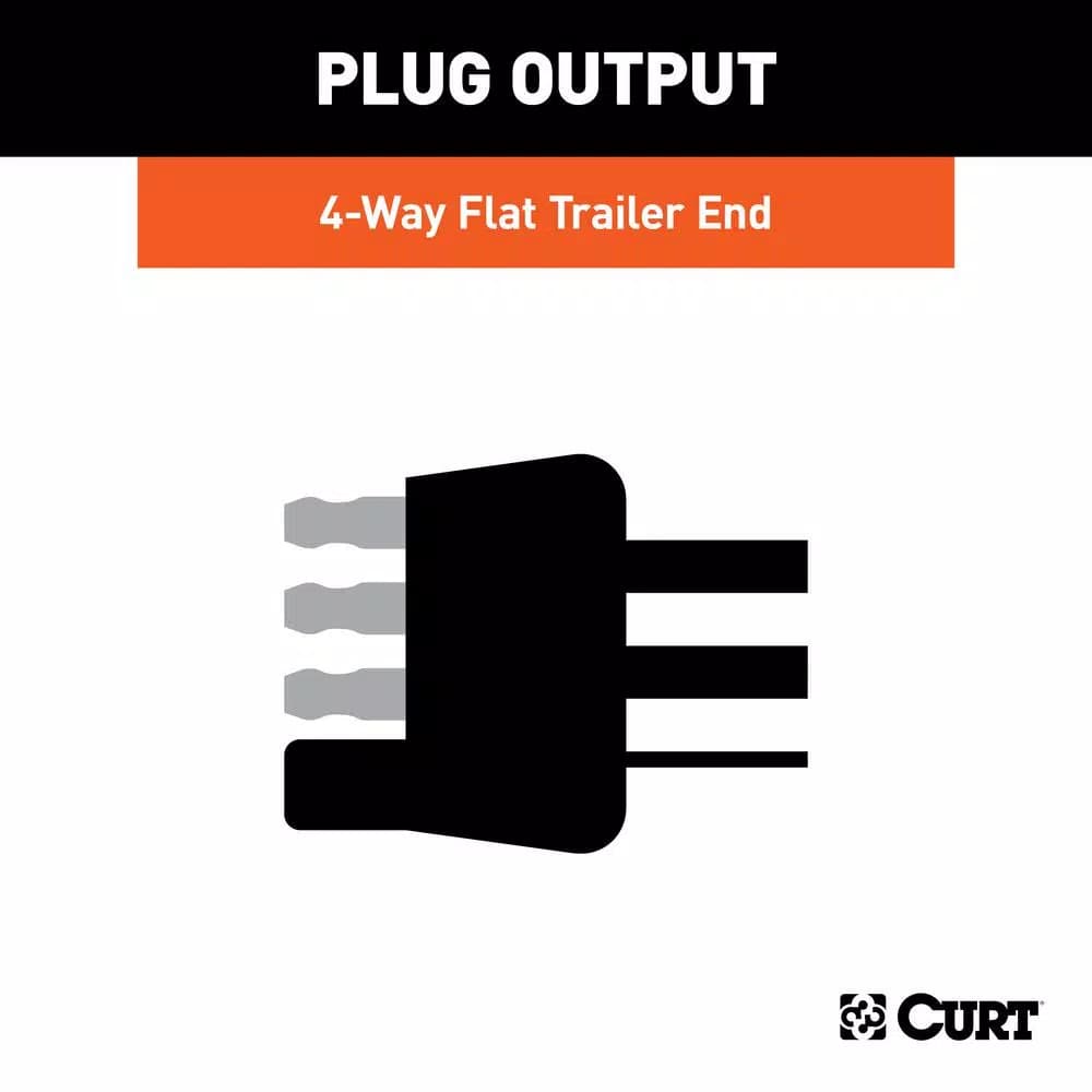 CURT 4-Way Flat Trailer Side Connector Plug with 48" Color-Coded Wires