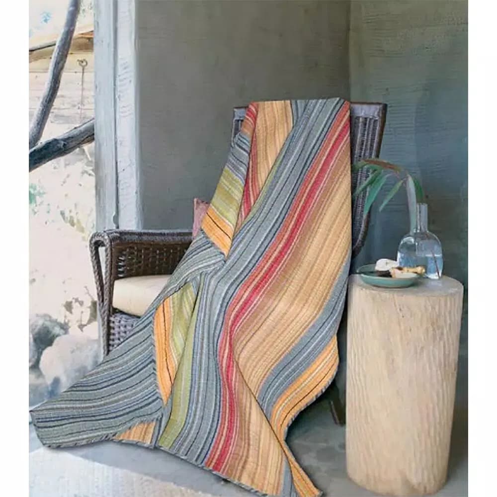 Greenland Home Fashions Katy Multicolored Quilted Cotton Throw, Reversible Striped Design