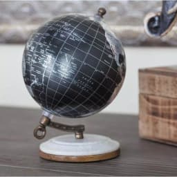 LITTON LANE Modern Reflections 7 in. Decorative Black and Silver Table Globe with Marble and Mango Wood Base thumbnail 1